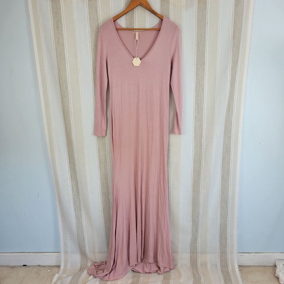 NEW PinkBlush Pink Long‎ Sleeve Photoshoot Maternity Gown/Dress Pink Size Small - Picture 4 of 11